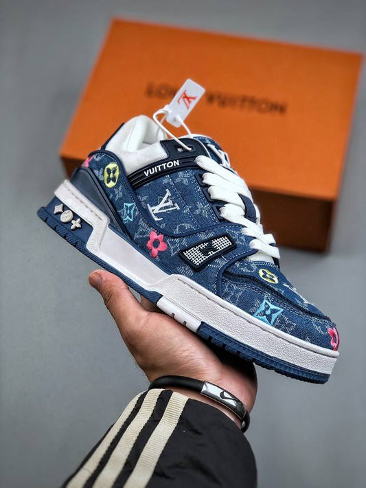 Louis Vuitton Trainer Blue Denim Embroidered